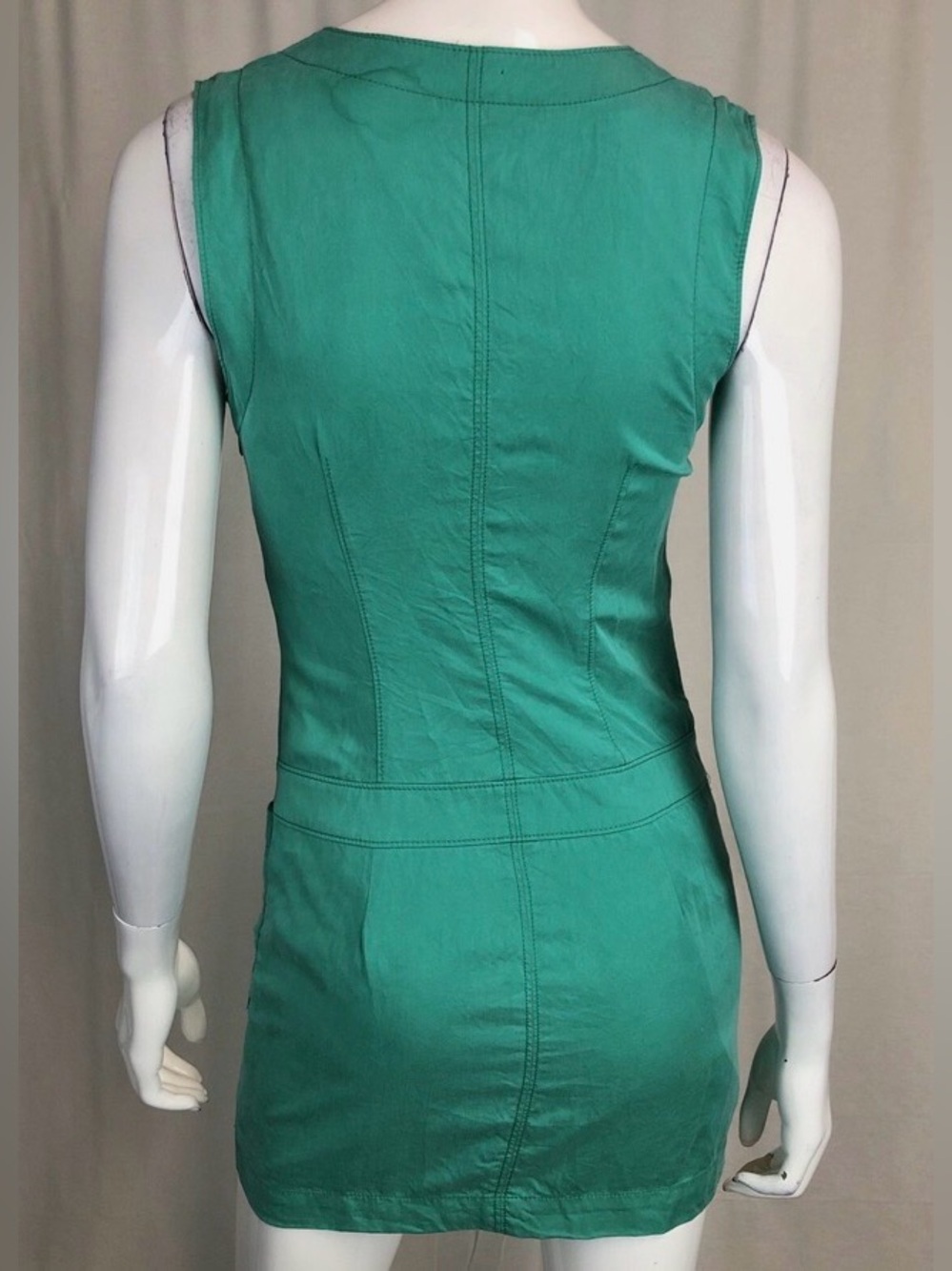 Bebe Green Sleeveless Cargo Pocket Sheath Mini Dress - Picture 3 of 6